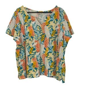 Kim Rogers Colorful Leaf Pattern Blouse